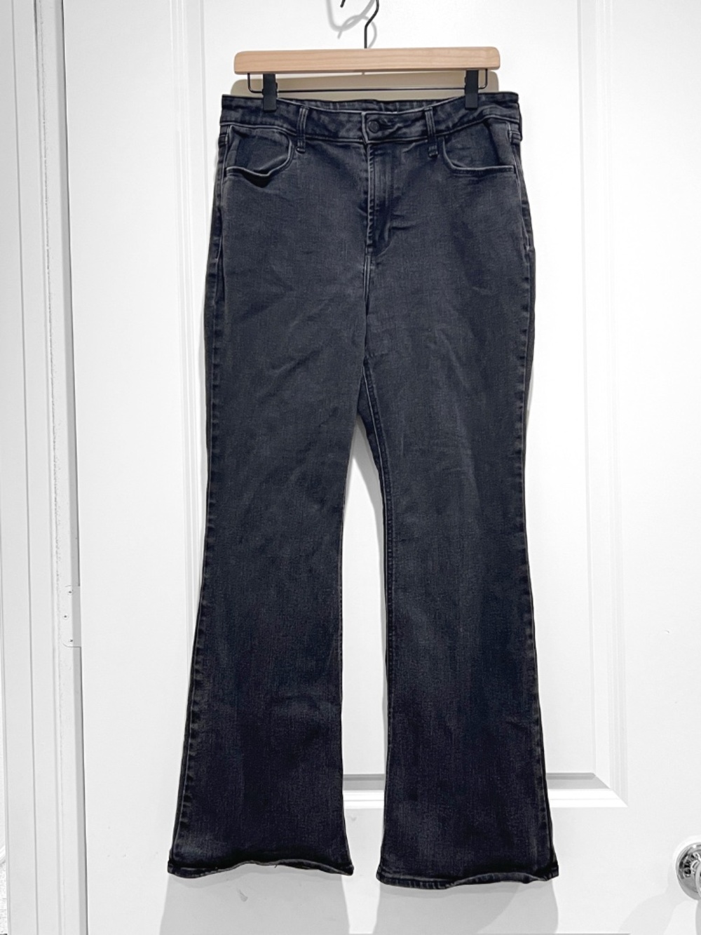 Old Navy Wow Womens Jeans 12 Short Black Wide Leg High Rise Stretch Goth Grunge